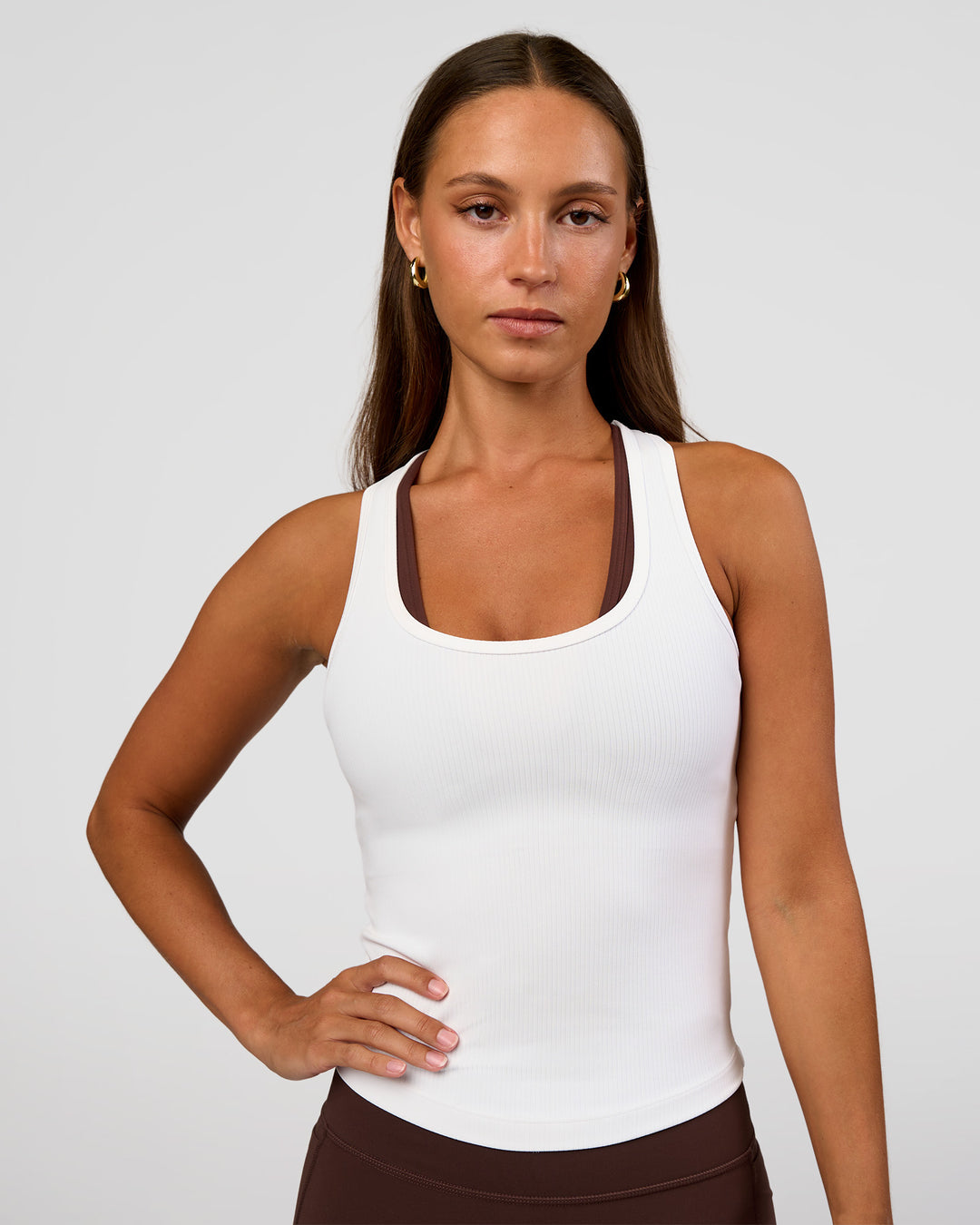 Flow Rib Scoop Neck Tank - White - view 1