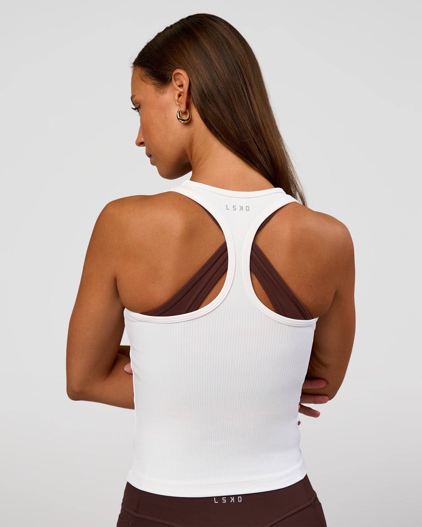 Flow Rib Scoop Neck Tank - White