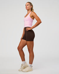 Woman wearing Flow Scoop Neck Performance Tank - Marshmallow | Model:Emelia | Size:XS | Thumbnail Index: 1