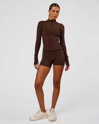 Woman wearing Fusion Active Jacket - Hot Chocolate | Model:Charli | Size:XS | Thumbnail Index: 8