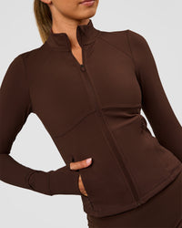 Woman wearing Fusion Active Jacket - Hot Chocolate | Model:Charli | Size:XS | Thumbnail Index: 5
