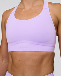 Woman wearing Fusion Sports Bra 2.0 - Pale Lilac | Model:Emelia | Size:XS | Thumbnail Index: 3