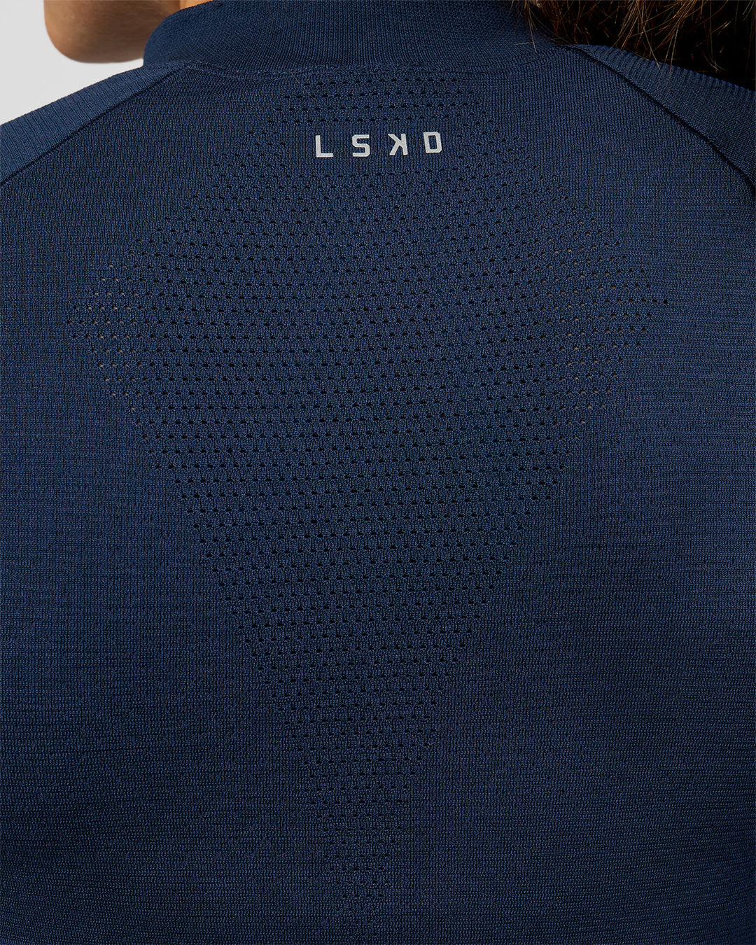 Woman wearing GG AeroFLX+ Long Sleeve Half Zip - Future Navy-Baltic Sea | Model:Grace | Size:XS - view 12