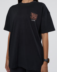 Woman wearing GTC Heavyweight Oversized Tee - Black-Cantaloupe | Model:Rhiley | Size:XS | Thumbnail Index: 8
