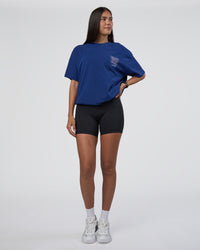 Woman wearing GTC Heavyweight Oversized Tee - Washed Midnight Blue-Marsh | Model:Rhiley | Size:XS | Thumbnail Index: 8