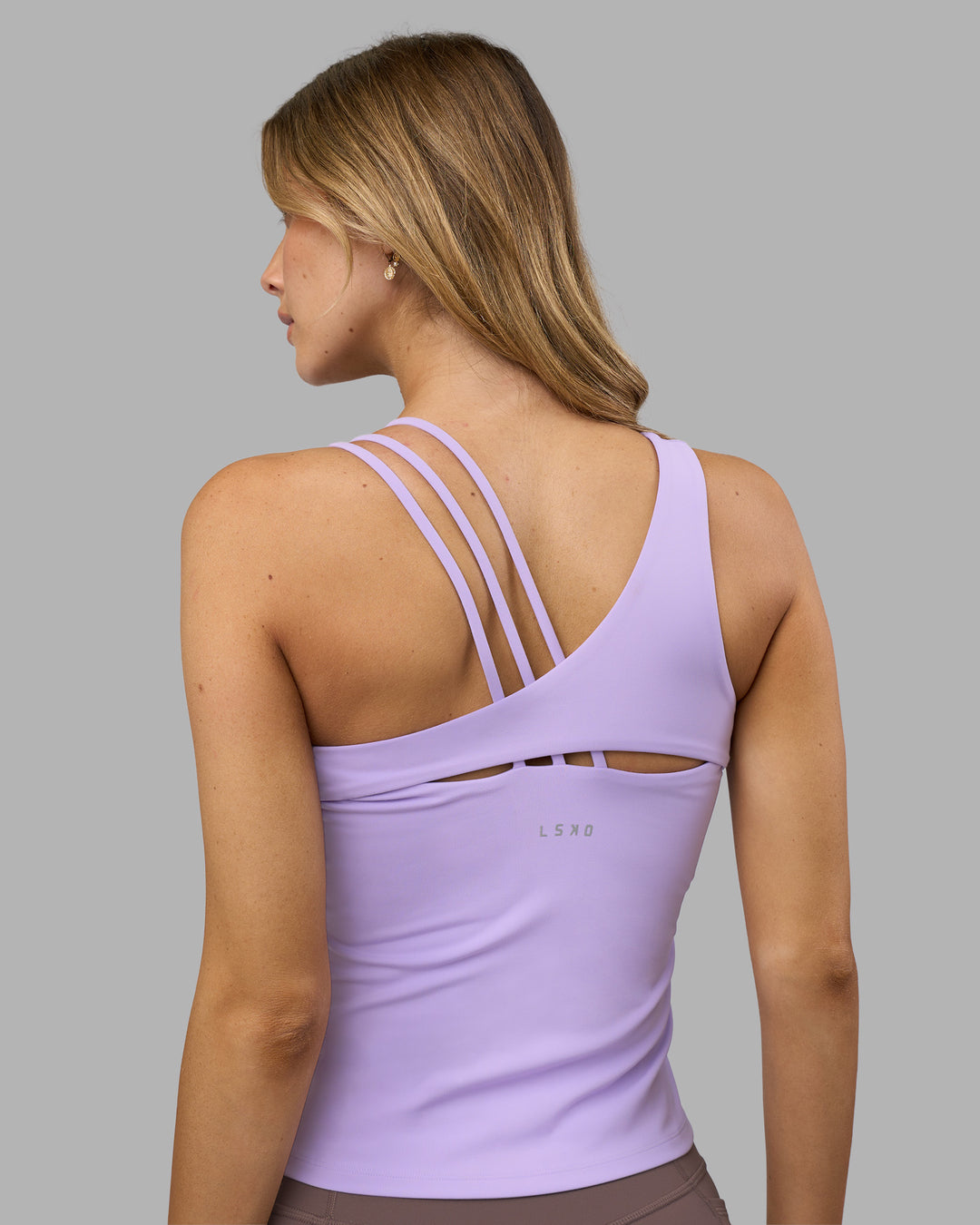Woman wearing Galvanise Splice Shelf Bra Tank - Pale Lilac | Model:Leilani | Size:XS - view 2