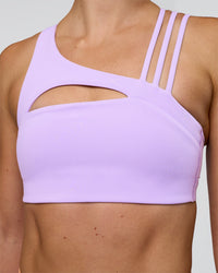Woman wearing Galvanise Splice Sports Bra - Pale Lilac | Model:Emelia | Size:XS | Thumbnail Index: 3