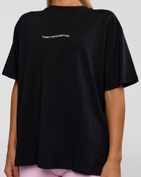 Woman wearing Go-To 1% Better Every Day FLXCotton Oversized Tee - Black-White | Model:Amity | Size:XS | Thumbnail Index: 5