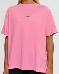 Woman wearing Go-To 1% Better Every Day FLXCotton Oversized Tee - Candy Pink-Black | Model:Amity | Size:XS | Thumbnail Index: 3