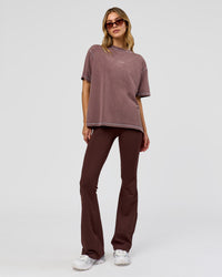 Woman wearing Go-To Contrast Oversized Heavyweight FLXCotton Tee - Cocoa Powder Washed-White | Model:Leilani | Size:XS | Thumbnail Index: 3