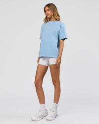 Woman wearing Go-To Contrast Oversized Heavyweight FLXCotton Tee - Open Air Washed-White | Model:Leilani | Size:XS | Thumbnail Index: 5