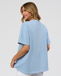 Woman wearing Go-To Contrast Oversized Heavyweight FLXCotton Tee - Open Air Washed-White | Model:Leilani | Size:XS | Thumbnail Index: 2