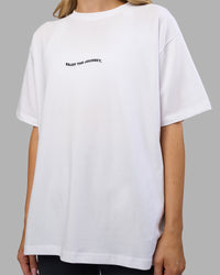 Woman wearing Go-To E.T.J FLXCotton Oversized Tee - White-Black | Model:Leilani | Size:XS | Thumbnail Index: 4