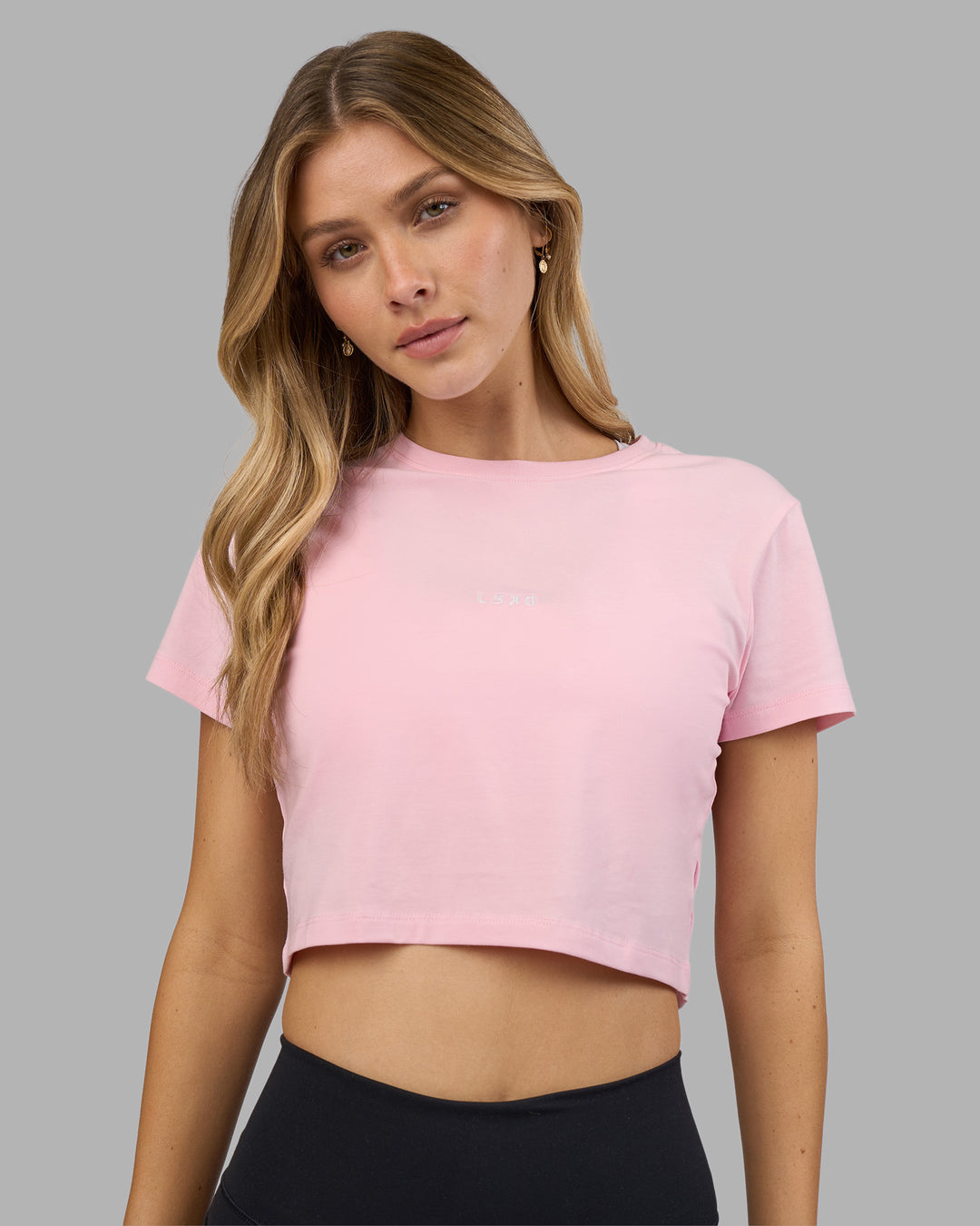 Woman wearing Go-To FLXCotton Baby Tee - Marshmallow-White | Model:Leilani | Size:XS - view 2
