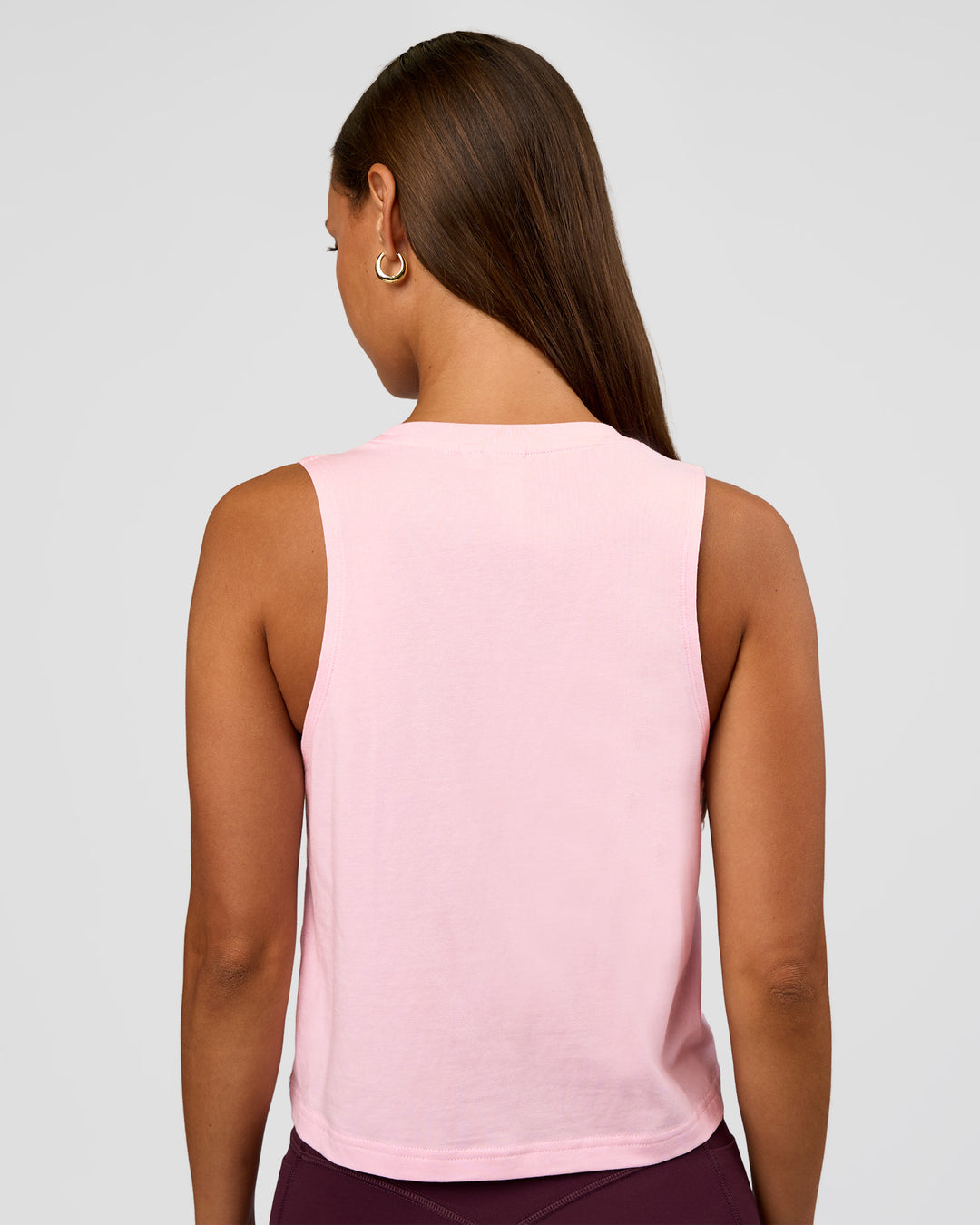 Woman wearing Go-To FLXCotton Midline Tank - Marshmallow-White | Model:Brylee | Size:XS - view 2