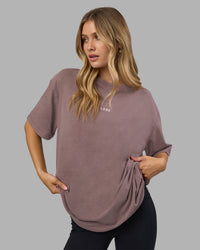 Woman wearing Go-To FLXCotton Oversized Tee - Peppercorn Washed | Model:Leilani | Size:XS | Thumbnail Index: 1