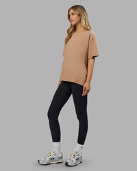 Woman wearing Go-To FLXCotton Oversized Tee - Warm Smoke-White | Model:Leilani | Size:XS | Thumbnail Index: 5