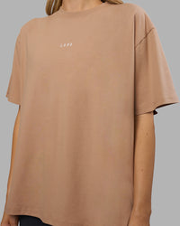 Woman wearing Go-To FLXCotton Oversized Tee - Warm Smoke-White | Model:Leilani | Size:XS | Thumbnail Index: 3