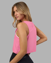 Woman wearing Go-To FLXCotton Tank - Candy Pink-White | Model:Leilani | Size:XS | Thumbnail Index: 2