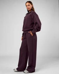 Woman wearing Go-To Oversized Quarter Zip Sweater - Midnight Plum | Model:Brylee | Size:XS | Thumbnail Index: 6