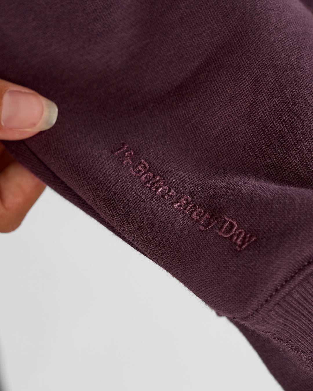 Woman wearing Go-To Oversized Quarter Zip Sweater - Midnight Plum | Model:Brylee | Size:XS - view 4