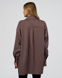 Woman wearing Go-To Oversized Shirt - Cocoa | Model:Leilani | Size:XS | Thumbnail Index: 10