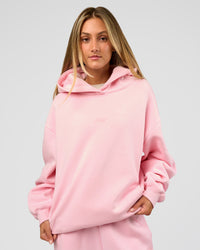 Woman wearing Go-To Script Oversized Hoodie - Marshmallow | Model:Georgia | Size:XS | Thumbnail Index: 6