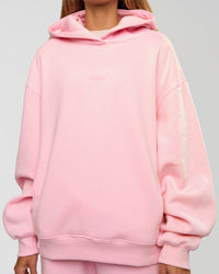 Woman wearing Go-To Script Oversized Hoodie - Marshmallow | Model:Georgia | Size:XS | Thumbnail Index: 8