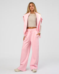 Woman wearing Go-To Script Wide Leg Track Pant - Marshmallow | Model:Georgia | Size:XS | Thumbnail Index: 8
