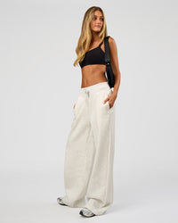 Woman wearing Go-To Wide Leg Track Pant Tall - Silver Marl | Model:Georgia | Size:XS | Thumbnail Index: 9