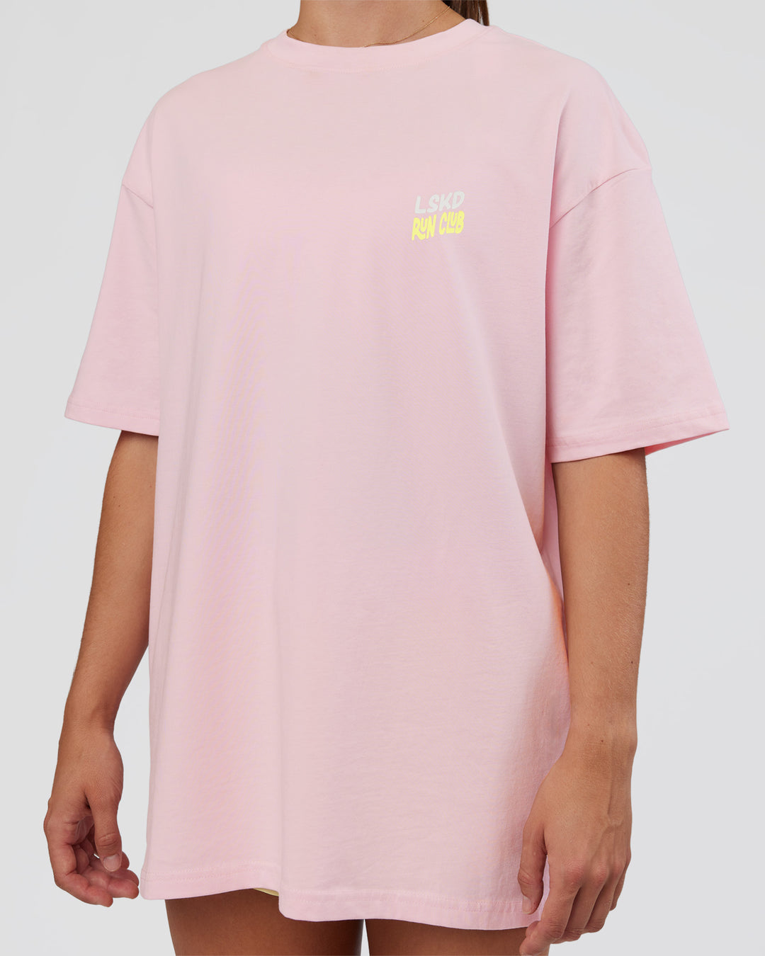 Woman wearing Grace Grove FLXCotton Oversize Tee - Marshmallow | Model:Grace | Size:XS - view 9