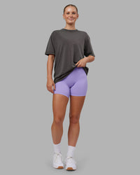 Woman wearing Heart FLXCotton Oversized Tee - Washed Dark Storm-Violet Ray | Model:Neve | Size:XS | Thumbnail Index: 4