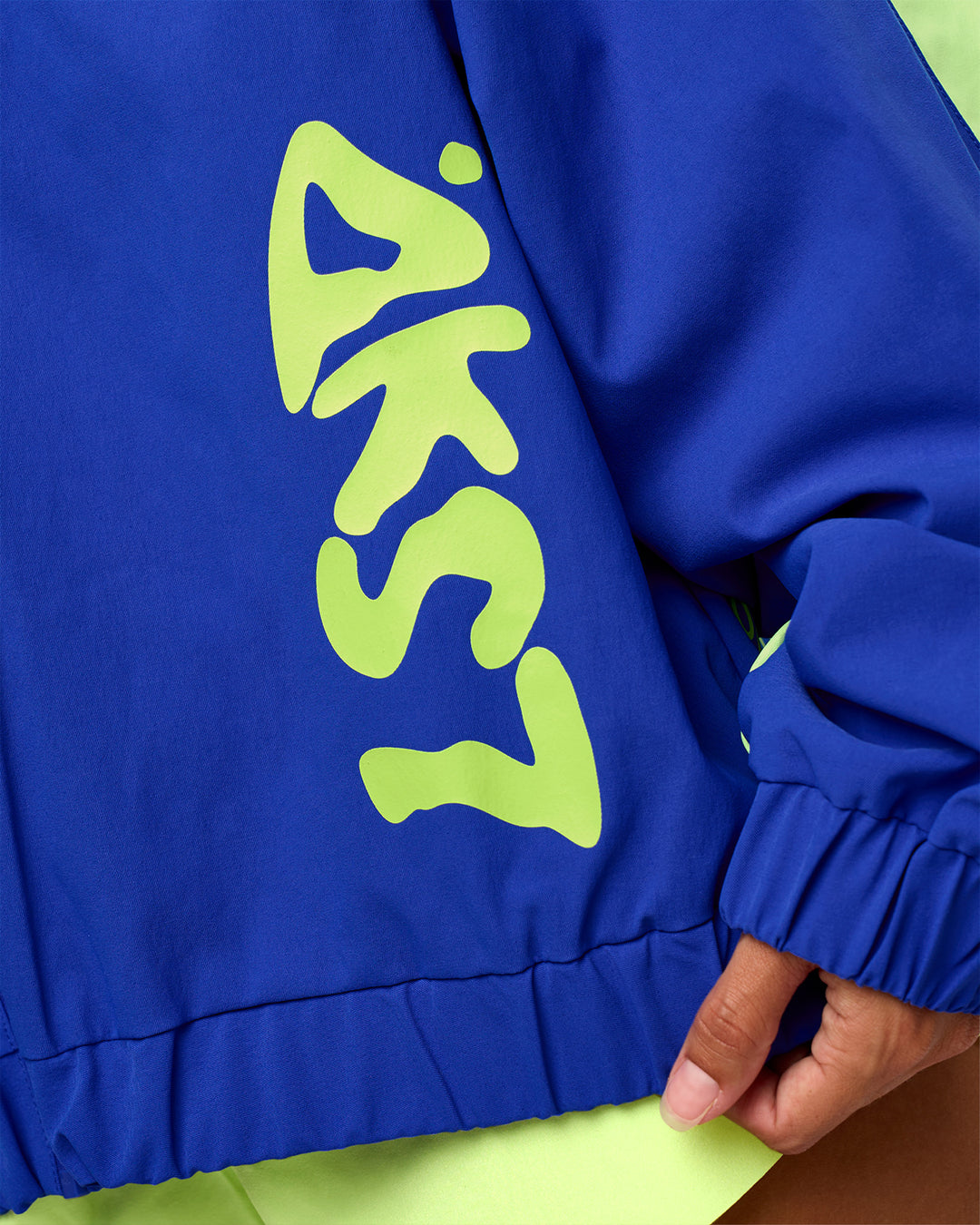 Woman wearing Hype Oversized Track Jacket - Electric Indigo | Model:Brylee | Size:XS - view 12