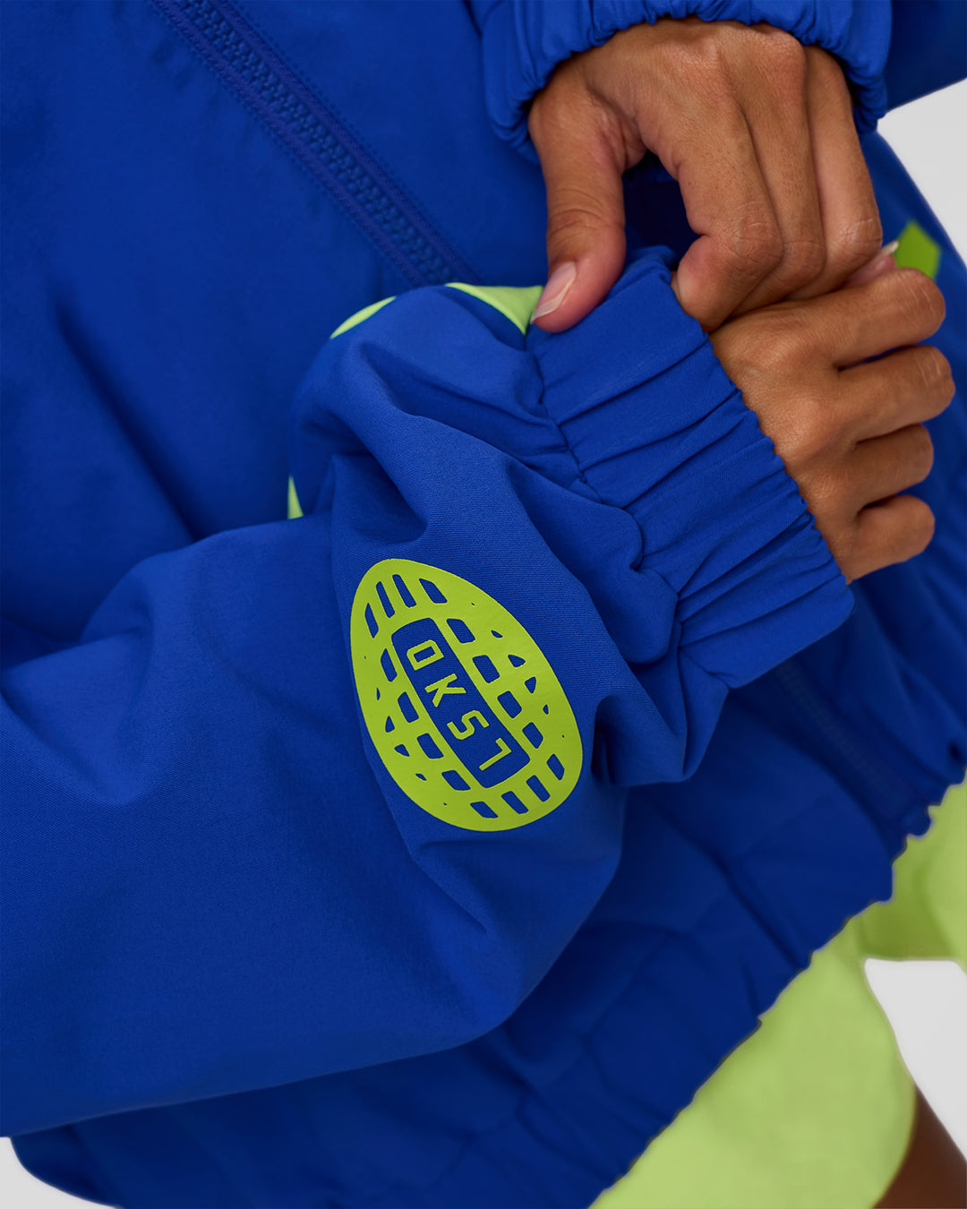 Woman wearing Hype Oversized Track Jacket - Electric Indigo | Model:Brylee | Size:XS - view 5