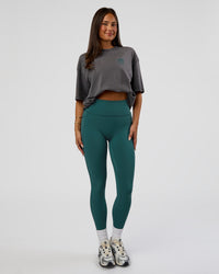Woman wearing Inferno Journey FLXCotton Oversized Tee - Dark Storm Washed-Iceberg Green | Model:Bianca | Size:XS | Thumbnail Index: 7