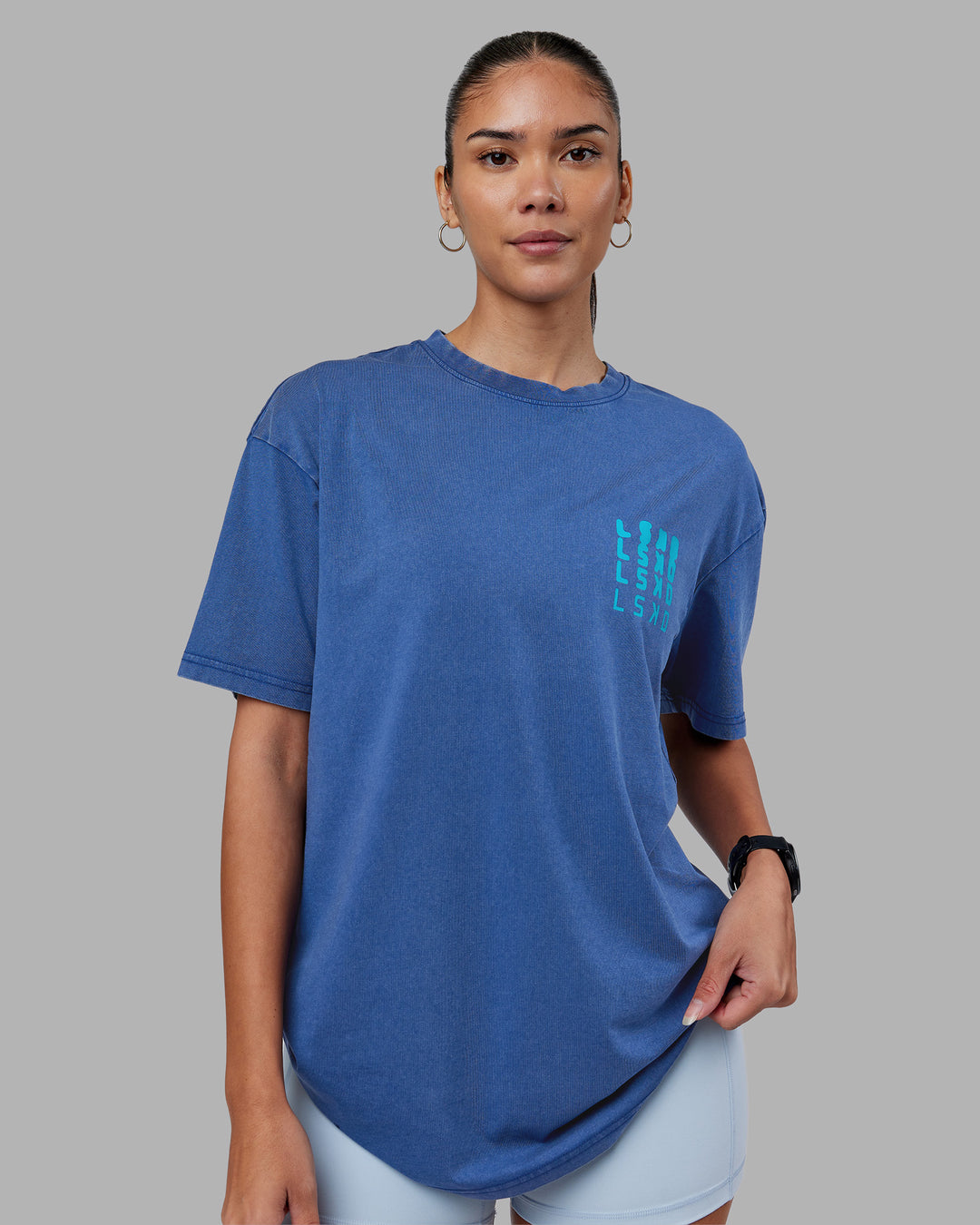 Inferno Journey FLXCotton Oversized Tee - Midnight Blue Washed-Blue - view 4