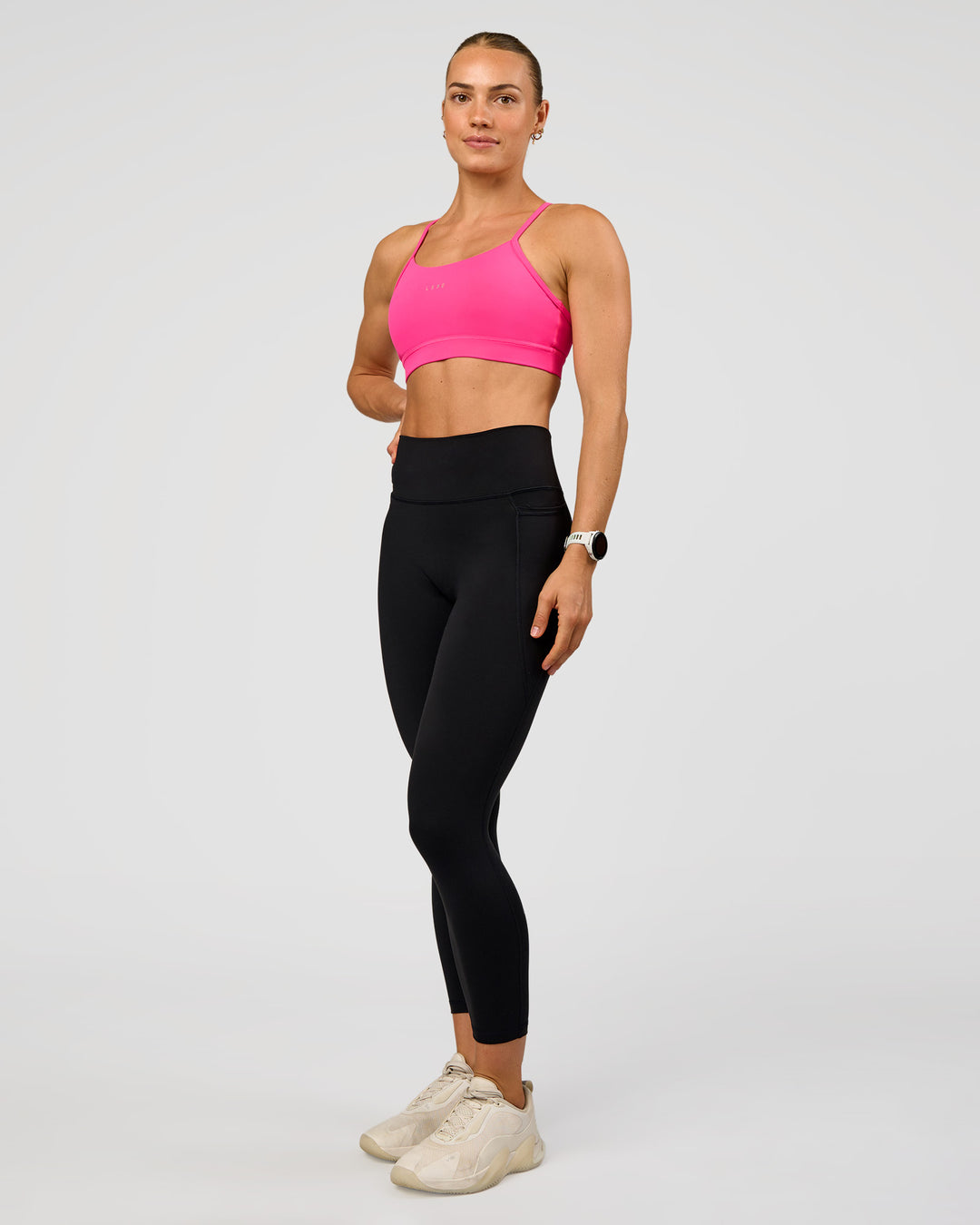 Woman wearing Lift Sports Bra - Ultra Pink | Model:Maja | Size:XS - view 4