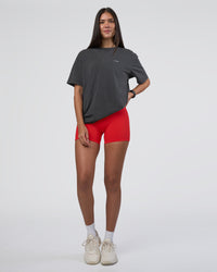 Woman wearing Lifting FLXCotton Oversized Tee - Black Washed-Flame | Model:Rhiley | Size:XS | Thumbnail Index: 6