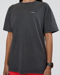 Woman wearing Lifting FLXCotton Oversized Tee - Black Washed-Flame | Model:Rhiley | Size:XS | Thumbnail Index: 8