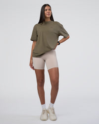 Woman wearing Lifting FLXCotton Oversized Tee - Walnut Grey-Hot Chocolate | Model:Rhiley | Size:XS | Thumbnail Index: 6