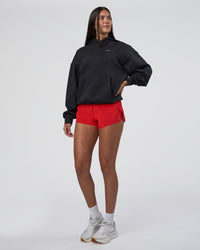 Woman wearing Lifting Unisex Oversized Hoodie - Black-Flame| Model:Rhiley | Size:XS | Thumbnail Index: 10