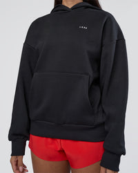 Woman wearing Lifting Unisex Oversized Hoodie - Black-Flame| Model:Rhiley | Size:XS | Thumbnail Index: 8