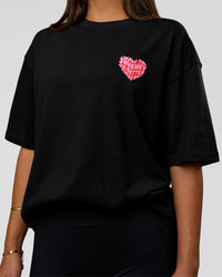 Woman wearing Love the Journey FLXCotton Oversized Tee - Black-Flame | Model:Bianca | Size:XS | Thumbnail Index: 11