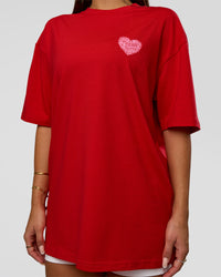 Woman wearing Love the Journey FLXCotton Oversized Tee - Flame-Candy Pink | Model:Bianca | Size:XS | Thumbnail Index: 8