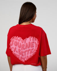 Woman wearing Love the Journey FLXCotton Oversized Tee - Flame-Candy Pink | Model:Bianca | Size:XS | Thumbnail Index: 11