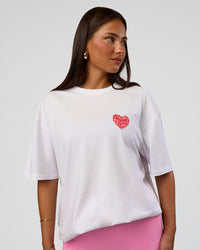Woman wearing Love the Journey FLXCotton Oversized Tee - White-Candy Pink | Model:Bianca | Size:XS | Thumbnail Index: 4