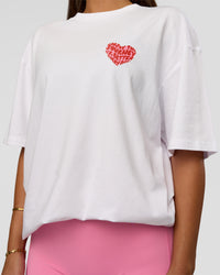 Woman wearing Love the Journey FLXCotton Oversized Tee - White-Candy Pink | Model:Bianca | Size:XS | Thumbnail Index: 11