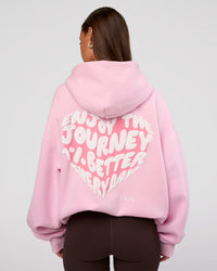 Woman wearing Love The Journey Unisex Oversized Hoodie - Marshmallow-White | Model:Brylee | Size:XS | Thumbnail Index: 4