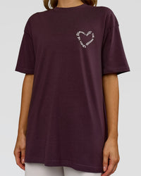 Woman wearing Love The Process FLXCotton Oversize Tee - Midnight Plum-White | Model:Leilani | Size:XS | Thumbnail Index: 10