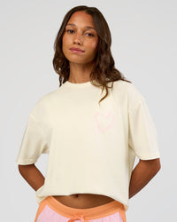 Woman wearing Love The Process FLXCotton Oversize Tee - Off White-Marshmallow | Model:Dakota | Size:XS | Thumbnail Index: 3
